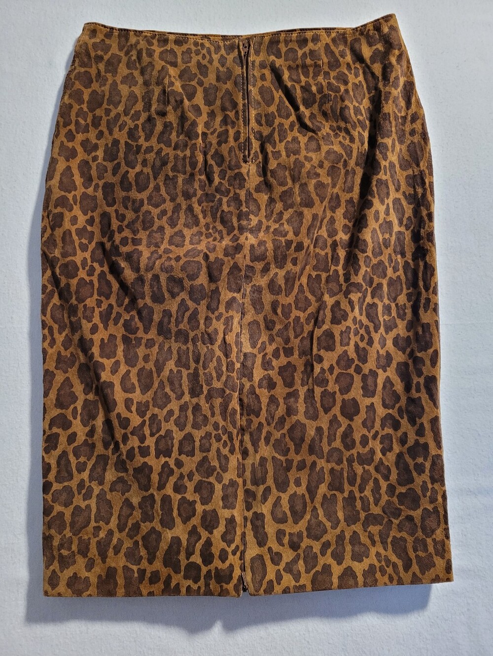 DANIER Y2K Leopard Suede Pencil Midi Skirt Size 6 With Back Zipper Slit Fall🐆